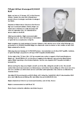A preview of a PDF biography for Westergard, Ralph William